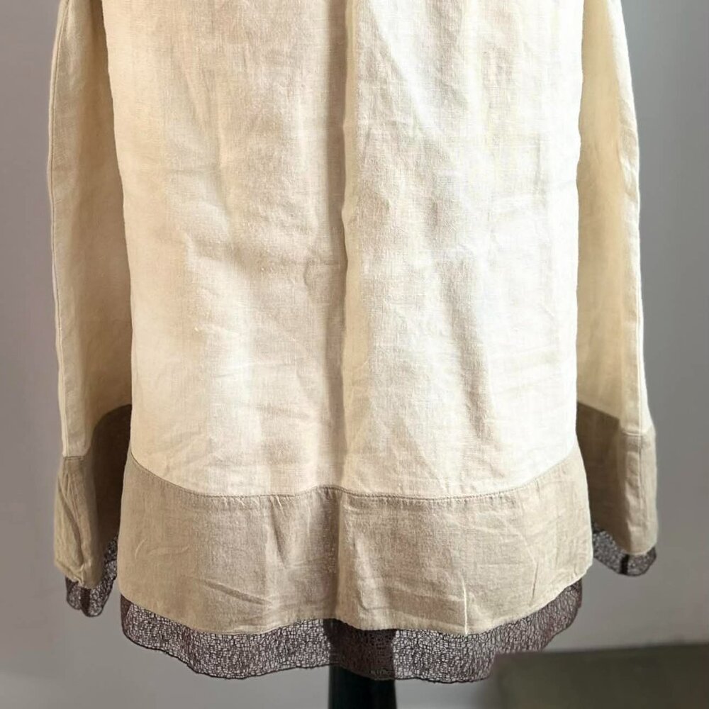 J.Jill Cream Pure Linen Botanical Print A-Line Midi Skirt w/ Sheer Hem – US SP - Picture 8 of 14